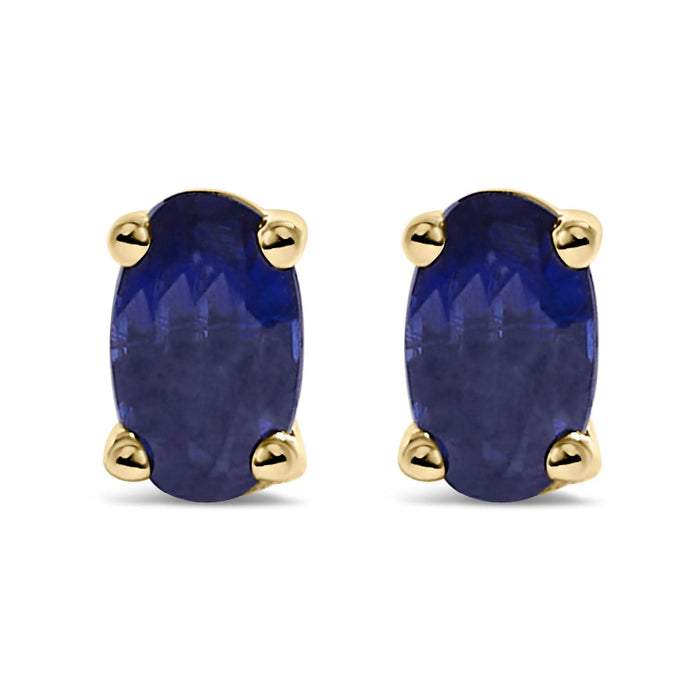 14K Gold Oval Cut Gemstone Birthstone 5x3 mm Stud Earrings
