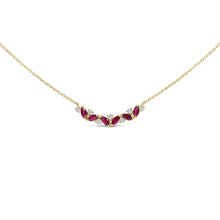 14K Yellow Gold Red Ruby and Diamond Trio Bar Line Necklace (I-J Color, SI2-I1 Clarity) - 18 inch-0