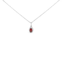 10K White Gold 5x3mm Gemstone and Diamond Accent Halo Oval Shape 18