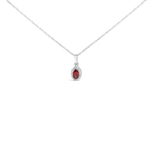 10K White Gold 5x3mm Gemstone and Diamond Accent Halo Oval Shape 18