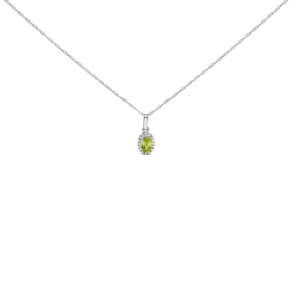 10K White Gold 5x3mm Gemstone and Diamond Accent Halo Oval Shape 18