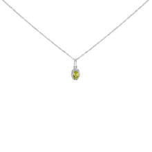 10K White Gold 5x3mm Gemstone and Diamond Accent Halo Oval Shape 18" Pendant Necklace (I-J Color, I1-I2 Clarity)-2