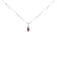 10K White Gold 5x3mm Gemstone and Diamond Accent Halo Oval Shape 18