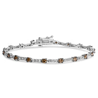 14k White Gold 2 1/4 Cttw Champagne Diamond Bar Link 7