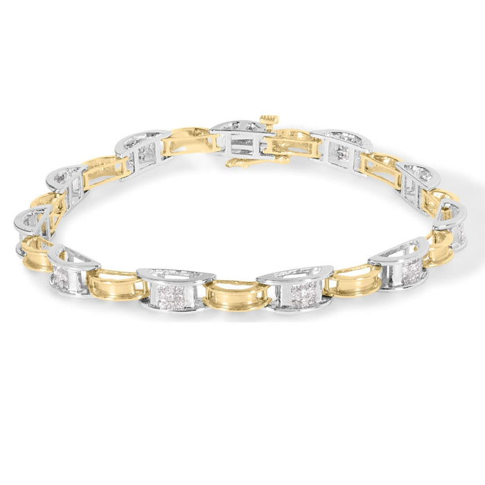 14K Two-Tone Gold 1.00 Cttw Princess-Cut Diamond Chain Link 7