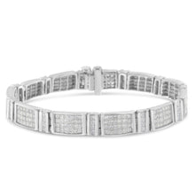 14K White Gold 7.0 Cttw Princess Cut Diamond 7" Alternating Vertical and Horizontal Rectangular Link Tennis Bracelet (H-I Color, SI2-I1 Clarity)-0