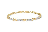 10k Yellow Gold 1/3 Cttw Diamond 3 Stone and X-Link Bracelet (I-J Color, I1-I2 Clarity) - 7.50
