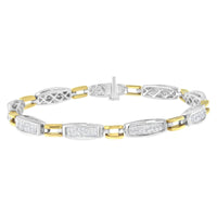14K Yellow and White Gold 2.0 Cttw Princess Cut Diamond Tapered and Equal Sign Link Bracelet (G-H Color, SI1-SI2 Clarity) - 7