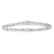 10K White Gold Geometric Pattern Diamond Tennis Bracelet (3 cttw, H-I Color, SI2-I1 Clarity)-0