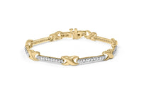 10K Yellow Gold 1.00 Cttw Pave Set Diamond Bar and  X-Link 7