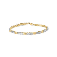 10k Yellow Gold 1.00 Cttw Diamond 3 Stone Link Bracelet (I-J Color, I1-I2 Clarity) -7.25