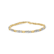 10k Yellow Gold 1.00 Cttw Diamond 3 Stone Link Bracelet (I-J Color, I1-I2 Clarity) -7.25" Inches-0