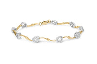 10k Two-Tone Gold 1/3 Cttw Diamond Pave Set Heart S-Link 7.25