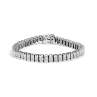 14K Gold 3.0 Cttw Princess Cut Quad Invisible Set Tennis Bracelet (H-I Color, SI1-SI2 Clarity) - 7”