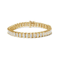 14K Gold 5.00 Cttw Square Princess Cut White Diamond Rectangular Invisible Set Link Tennis Bracelet (H-I Color, SI2-I1 Clarity) - 7.5” Inches