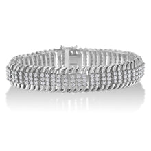 14K White Gold 5.0 Cttw Round Brilliant Cut Diamond 7" S Wave Serpentine Tennis Bracelet (H-I Color, I1-I2 Clarity)-0