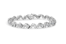 14K White Gold 2.00 Cttw Diamond Cluster and Spiral Link Bracelet (I-J Color, I1-I2 Clarity) - 7"-0