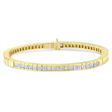 14K Yellow Gold 1-1/10 Cttw Princess & Baguette Cut Diamond 7" Alternating Stone Eternity Tennis Bracelet (G-H Color, VS1-VS2 Clarity)-0
