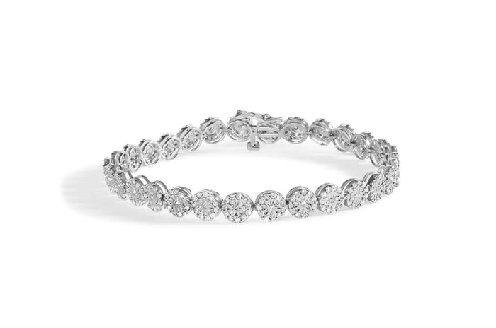 14K White Gold 2.00 Cttw Diamond Halo Link Tennis Bracelet (H-I Color, I1-I2 Clarity) - 7