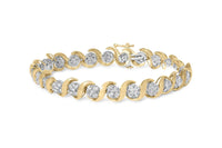 10K Yellow Gold 4.00 Cttw Round-Cut Diamond Floral Link 7.5