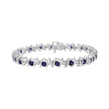 .925 Sterling Silver Lab-Grown Birthstone and 1/6 Cttw Round Diamond Tennis Bracelet (H-I Color, I1-I2 Clarity)-1 thumbnail 2