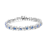 .925 Sterling Silver Lab-Grown Birthstone and 1/6 Cttw Round Diamond Tennis Bracelet (H-I Color, I1-I2 Clarity)-2 thumbnail 3