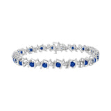 .925 Sterling Silver Lab-Grown Birthstone and 1/6 Cttw Round Diamond Tennis Bracelet (H-I Color, I1-I2 Clarity)-3 thumbnail 4