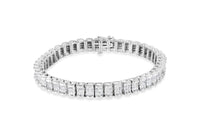 14K White Gold 5.00 Cttw Invisible Set Princess-Cut Diamond Belt and Buckle Tennis 7