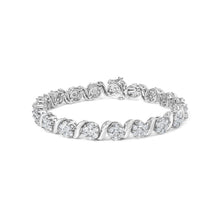 14K White Gold 7 3/8 Cttw Round Brilliant Diamond Floral Cluster and S Link Bracelet (H-I Color, SI2-I1 Clarity) - 7" Inches-0
