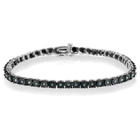 Black Rhodium Plated .925 Sterling Silver 1.0 Cttw Diamond Miracle Tennis Bracelet (Enhanced Blue Color, I3 Clarity) - 7
