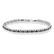 Black Rhodium over .925 Sterling Silver 1.0 Cttw Rose Cut Diamond Double-Link 7" Tennis Bracelet (Blue Color, I1-I2 Clarity)-0