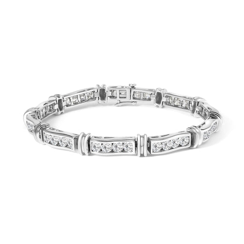 14K White Gold 6 3/4 Cttw Diamond 4 Stone Link Bracelet (H-I Color, I1-I2 Clarity) - 7