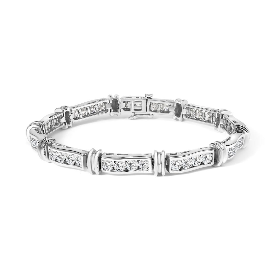 14K White Gold 6 3/4 Cttw Diamond 4 Stone Link Bracelet (H-I Color, I1-I2 Clarity) - 7