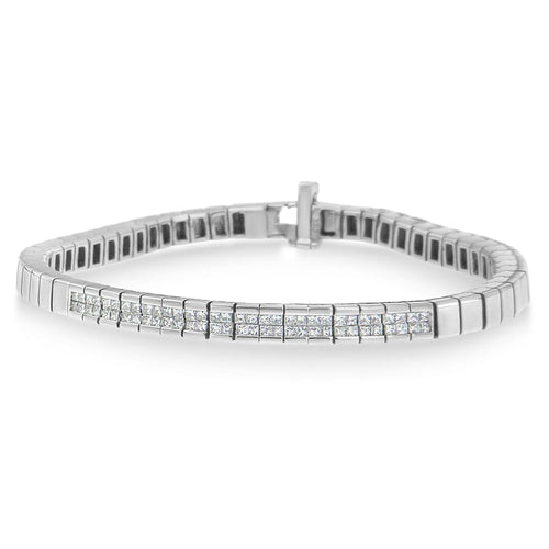 14K White Gold Princess Cut Diamond Bracelet (1.00 cttw, H-I Color, SI1-SI2 Clarity)-0