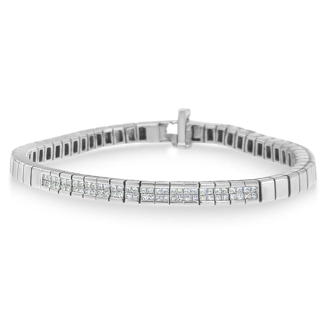 14K White Gold Princess Cut Diamond Bracelet (1.00 cttw, H-I Color, SI1-SI2 Clarity)-0