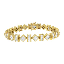 14K Yellow Gold Princess and Baguette Diamond Modern Link Bracelet(7.50 cttw,G-H Color,VS1-VS2 Clarity)-0