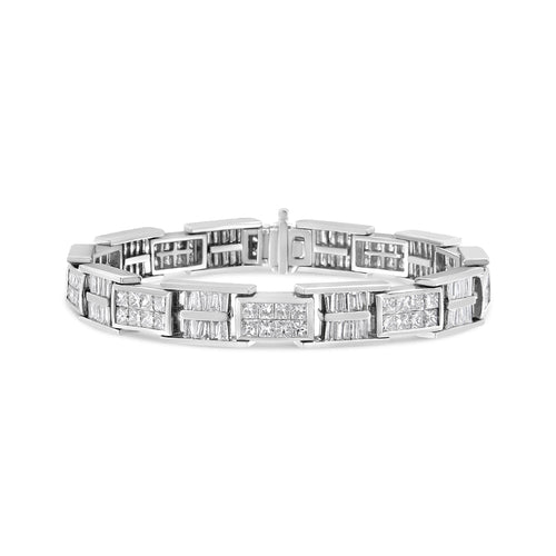 14K White Gold 10 5/8 Cttw Diamond Panel Link Bracelet  - 7