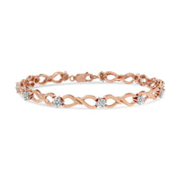 10K Rose Gold 1/2 cttw Diamond Cluster and Infinity Weave Link Bracelet (H-I Color, I2-I3 Clarity) - Size 7