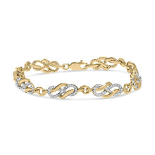 14K Yellow Gold Plated .925 Sterling Silver 1.0 Cttw Diamond Infinity Loop and Swirl Link Bracelet-0