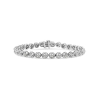 .925 Sterling Silver 1.0 Cttw Diamond Miracle-Plate Open Quatrefoil Flower Circle-Link 7