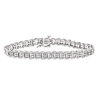 10k White Gold 2 cttw Diamond Fan-Shaped Link Tennis Bracelet (I-J Clarity, I3 Color) - Size 7.25