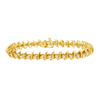 10KT Yellow Gold Plated .925 Sterling Silver 1 cttw Prong-Set Diamond Link Bracelet (J-K, I1-I2) - 7.5