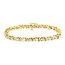10K Yellow Gold Plated Sterling Silver 1 cttw Diamond Link Bracelet (J-K Clarity, I1-I2 Color) - Size 7"-0