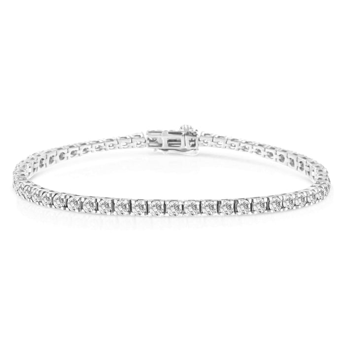14K White Gold 4-Prong Set Lab Grown Round Diamond Classic Tennis Bracelet (F-G Color, VS1-VS2 Clarity) - 7.25