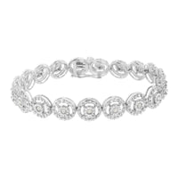 .925 Sterling Silver 1.0 Cttw Diamond Nested Circle Miracle Set Open Wheel 7