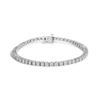 14K White Gold 3.0 Cttw Lab Grown Diamond Illusion-Set Miracle Plate Tennis Bracelet (F-G Color, VS1-VS2 Clarity) - Size 7.25