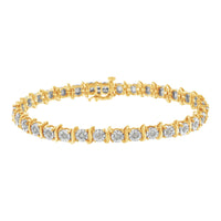 .925 Sterling Silver 1.0 Cttw Diamond S-Curve Link Miracle-Set Tennis Bracelet (I-J Color, I3 Clarity)