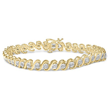 14K Yellow Gold Plated .925 Sterling Silver 1/2 Cttw Round Miracle-Set Diamond S-Curve Tennis Bracelet (I-J Color, I3 Clarity) - 7"-0