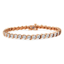 .925 Sterling Silver 1/10 Cttw Diamond Round Miracle Plate and "S" Link Tennis Bracelet (I-J Color, I2- I3 Clarity) - 7"-0