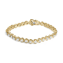 .925 Sterling Silver 1/10 Cttw Diamond Open Circle Beaded Wheel Link Tennis Bracelet (I-J Color, I3 Clarity) - 7.25"-2